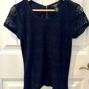 Like new navy crochet-like top. Brand: Verve Ami. Size Small
